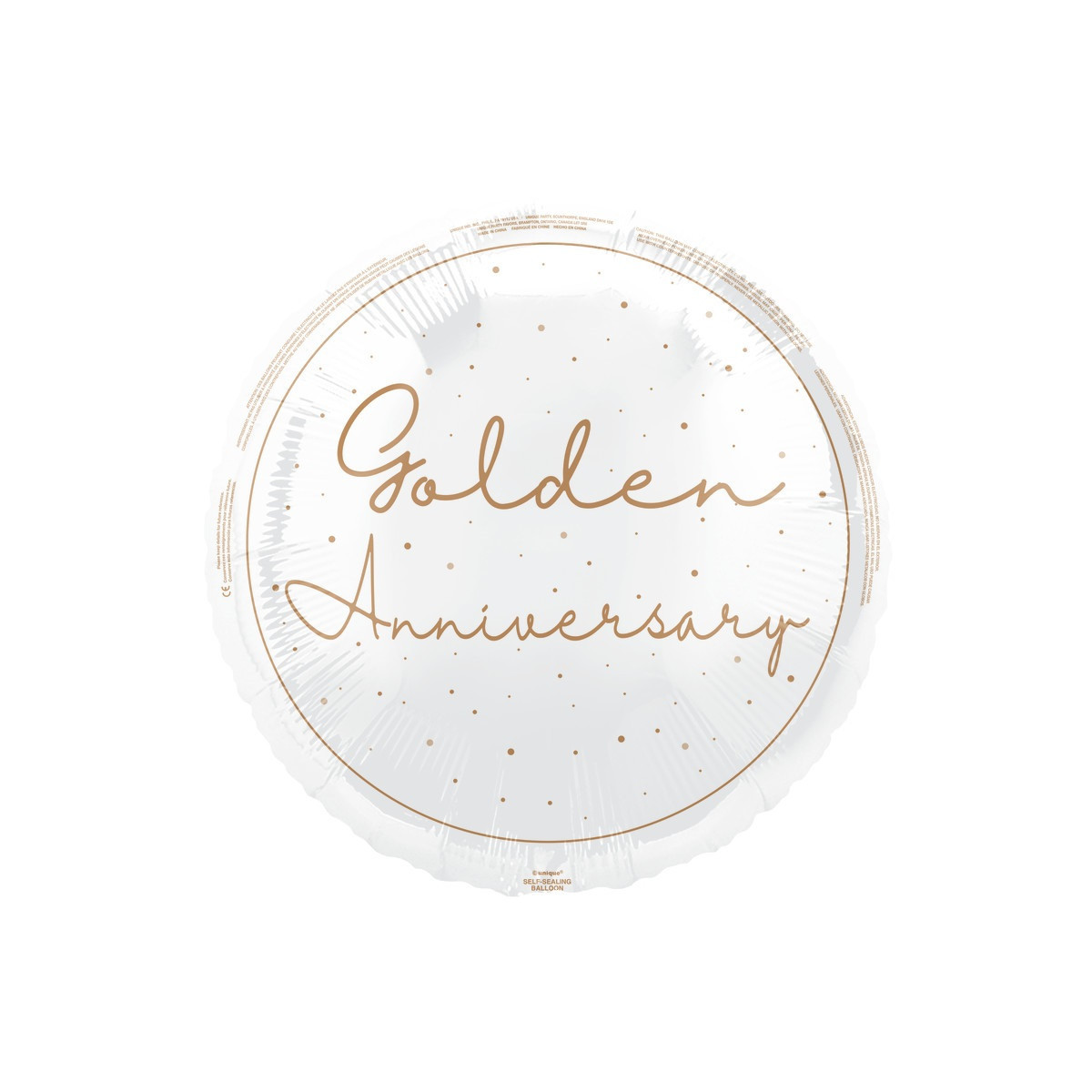 Golden Anniversary Round Foil Balloon - Inflated Golden Anniversary Round Foil Balloon - Inflated