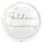Golden Anniversary Round Foil Balloon - Inflated Golden Anniversary Round Foil Balloon - Inflated