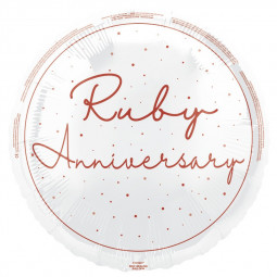 Ruby Anniversary Round Foil Balloon - Inflated