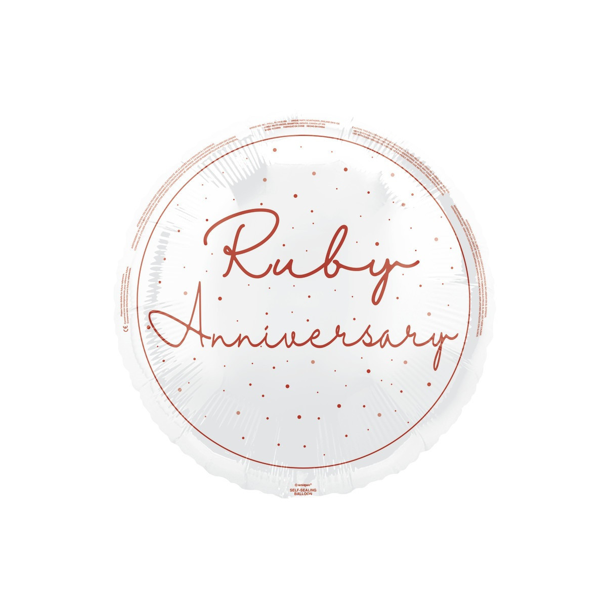 Ruby Anniversary Round Foil Balloon - Inflated