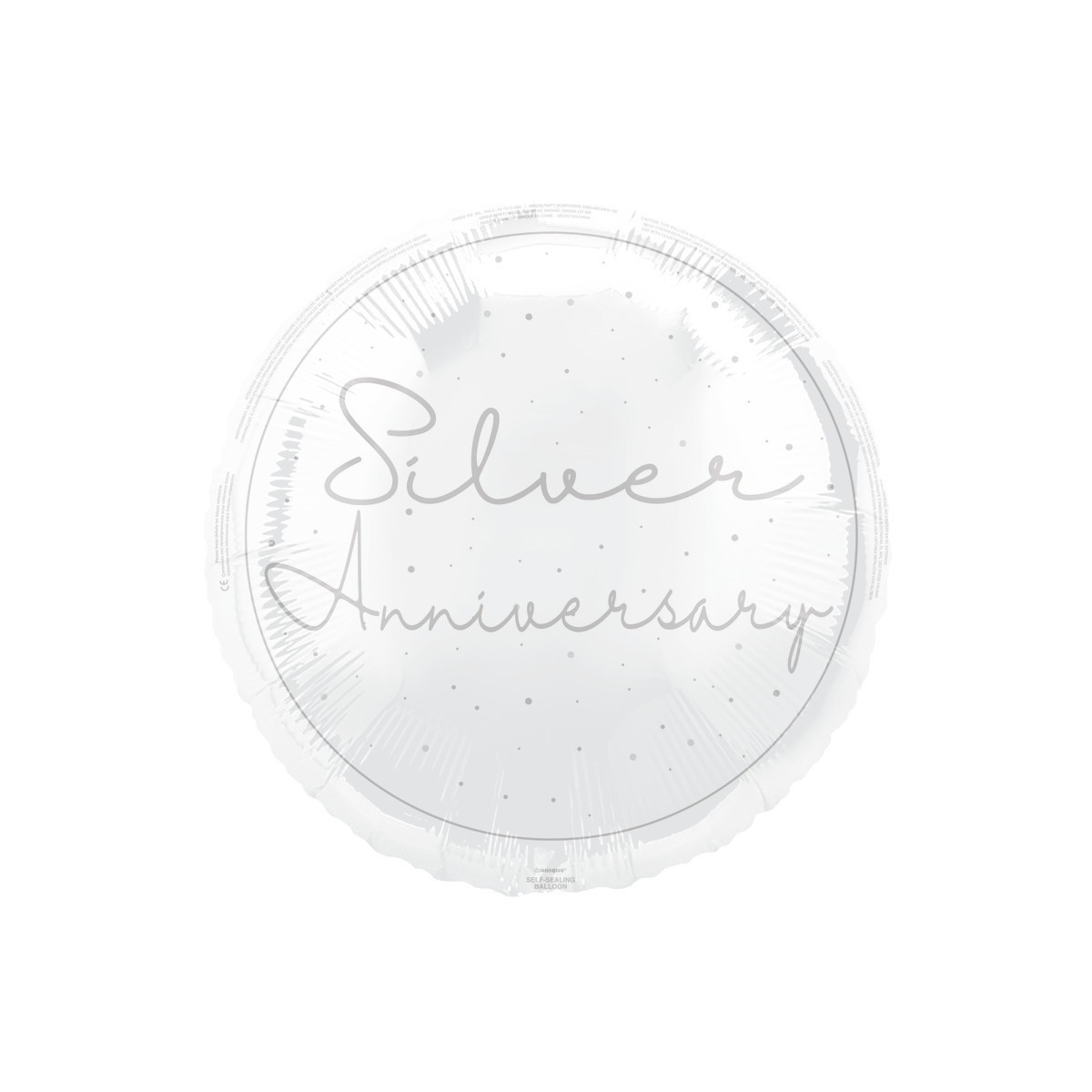 Silver Anniversary Round Foil Balloon - Inflated