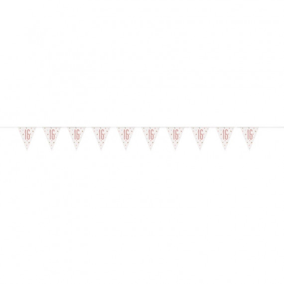 Rose Gold 16th Birthday Plastic Bunting