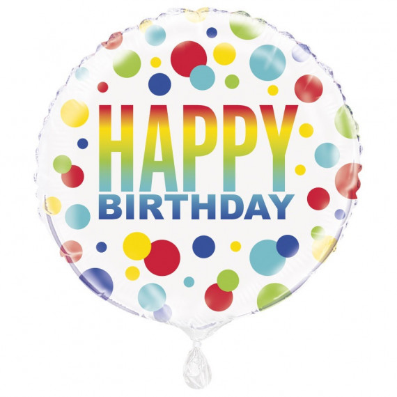 Happy Birthday Round Foil Balloon - Inflated