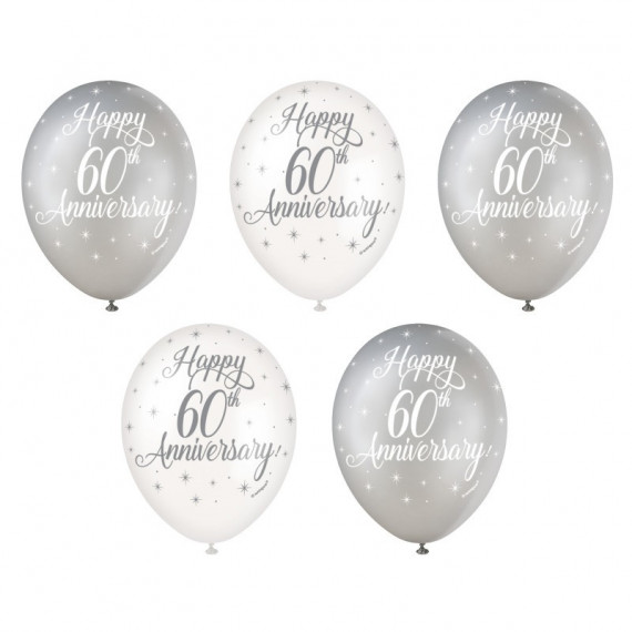 60th Anniversary Latex Balloons - Inflation Options 60th Anniversary Latex Balloons - Inflation Options