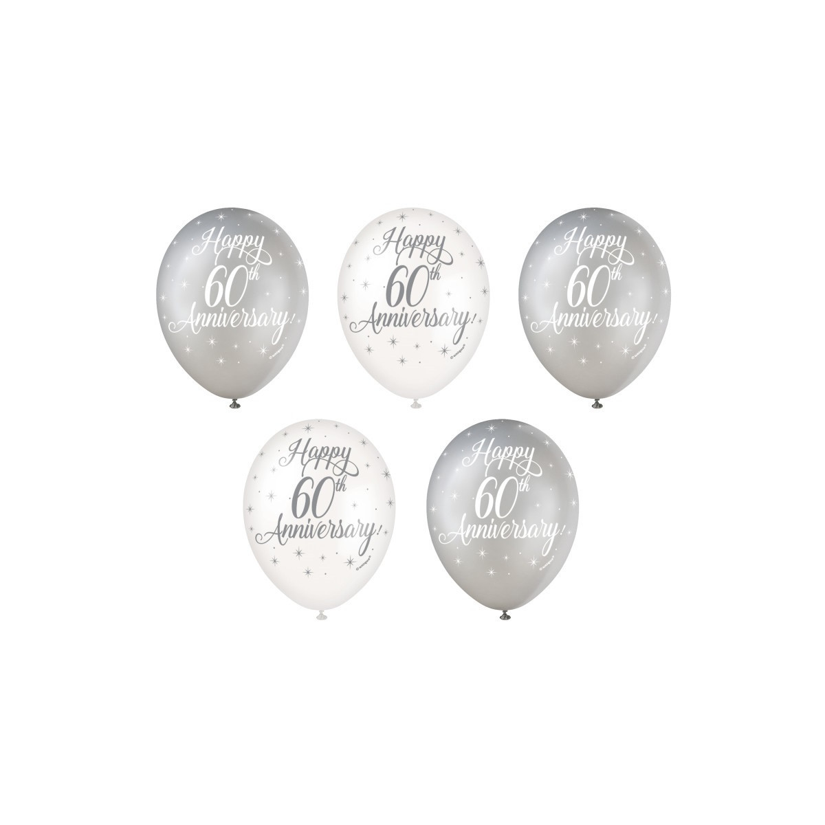 60th Anniversary Latex Balloons - Inflation Options 60th Anniversary Latex Balloons - Inflation Options