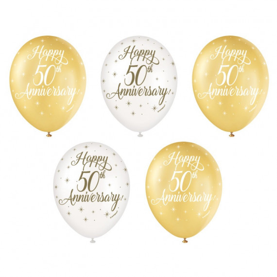 50th Anniversary Latex Balloons - Inflation Options 50th Anniversary Latex Balloons - Inflation Options
