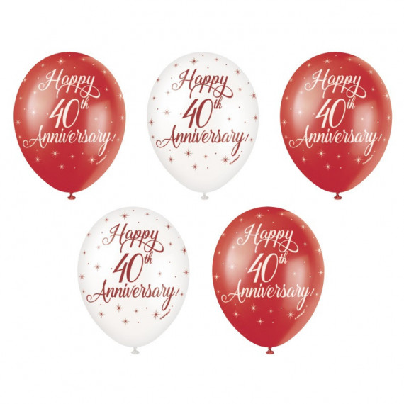 40th Anniversary Latex Balloons - Inflation Options 40th Anniversary Latex Balloons - Inflation Options