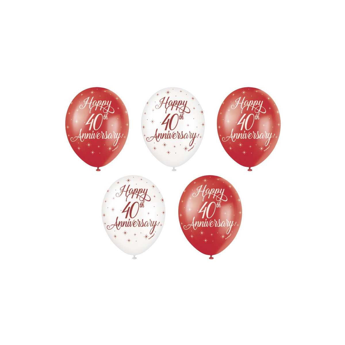 40th Anniversary Latex Balloons - Inflation Options 40th Anniversary Latex Balloons - Inflation Options