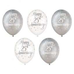 25th Anniversary Latex Balloons - Inflation Options