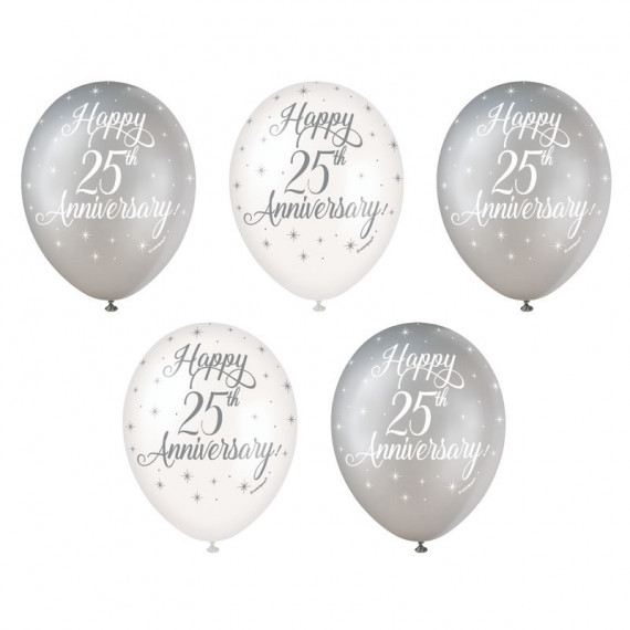 25th Anniversary Latex Balloons - Inflation Options 25th Anniversary Latex Balloons - Inflation Options
