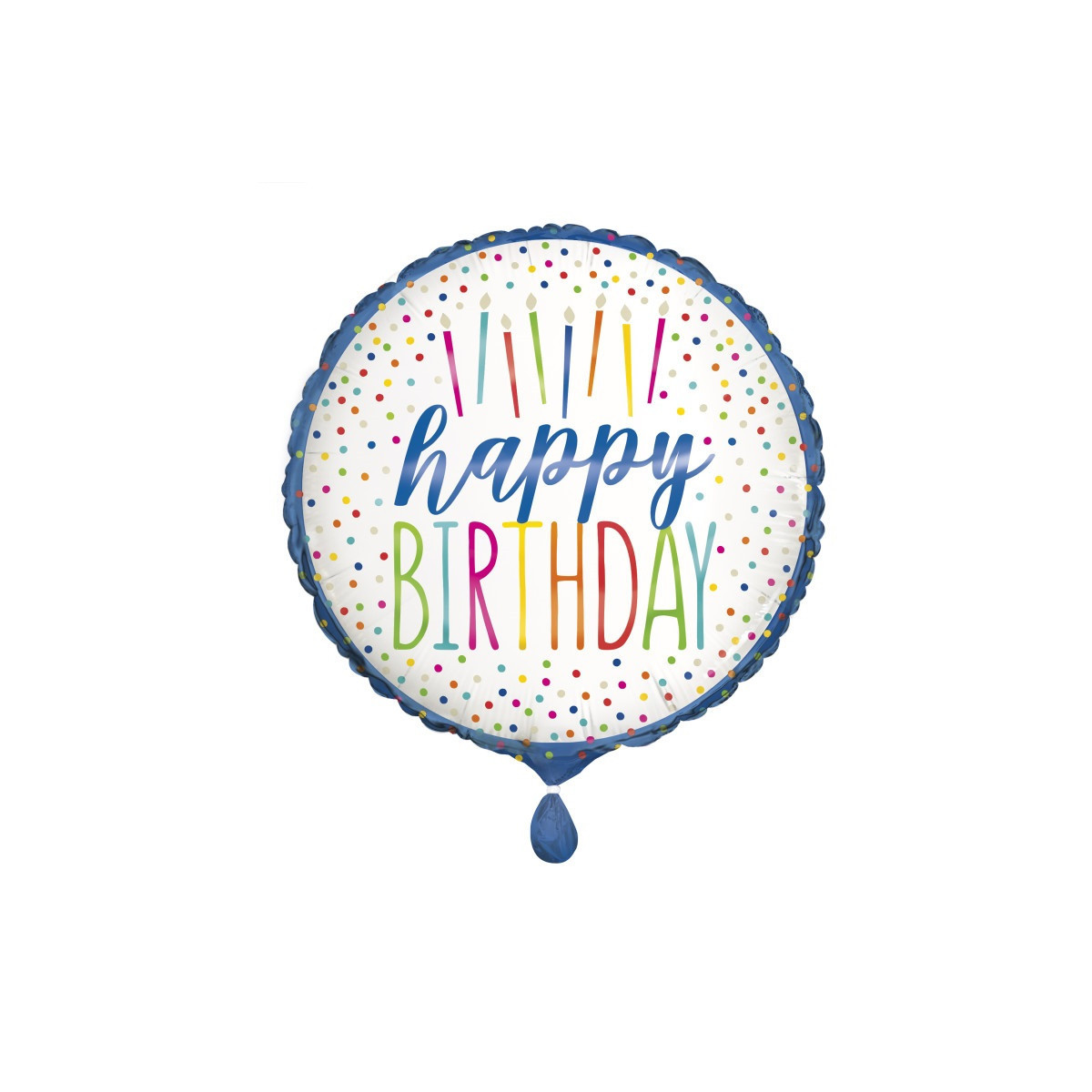 Candles Happy Birthday Round Foil Balloon - Inflated