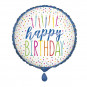 Candles Happy Birthday Round Foil Balloon - Inflated