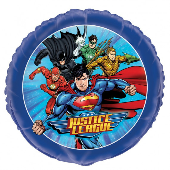 Justice League Round Foil Balloon - Inflated Justice League Round Foil Balloon - Inflated