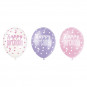 Pink Birthday Latex Balloons - Inflation Options