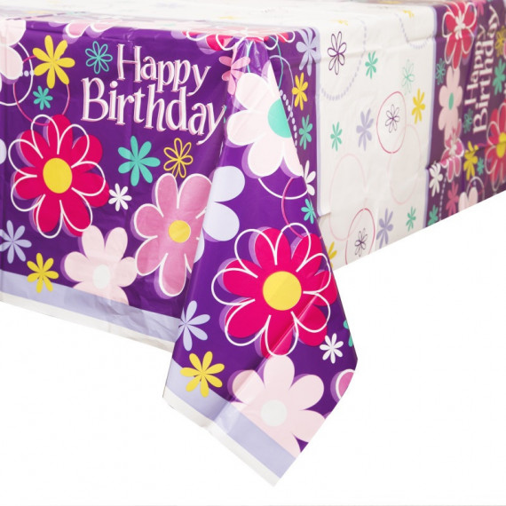 Blossom Happy Birthday Plastic Tablecover