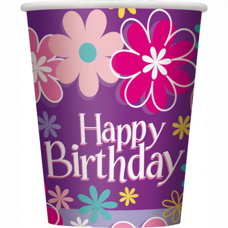 Blossom Happy Birthday Paper Cups