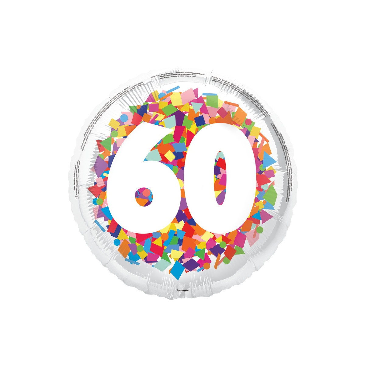 Rainbow 60th Birthday Round Foil Balloon - Inflated