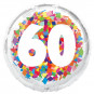 Rainbow 60th Birthday Round Foil Balloon - Inflated