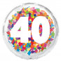 Rainbow 40th Birthday Round Foil Balloon - Inflated