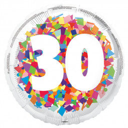 Rainbow 30th Birthday Round Foil Balloon - Inflated