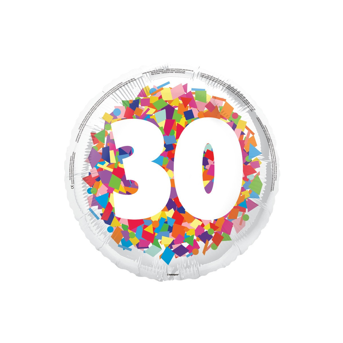 Rainbow 30th Birthday Round Foil Balloon - Inflated