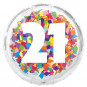 Rainbow 21st Birthday Round Foil Balloon - Inflated