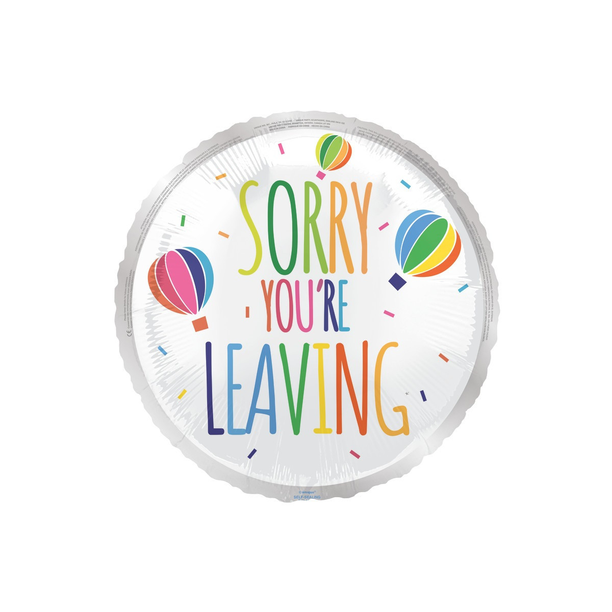 Sorry You're Leaving Round Foil Balloon - Inflated