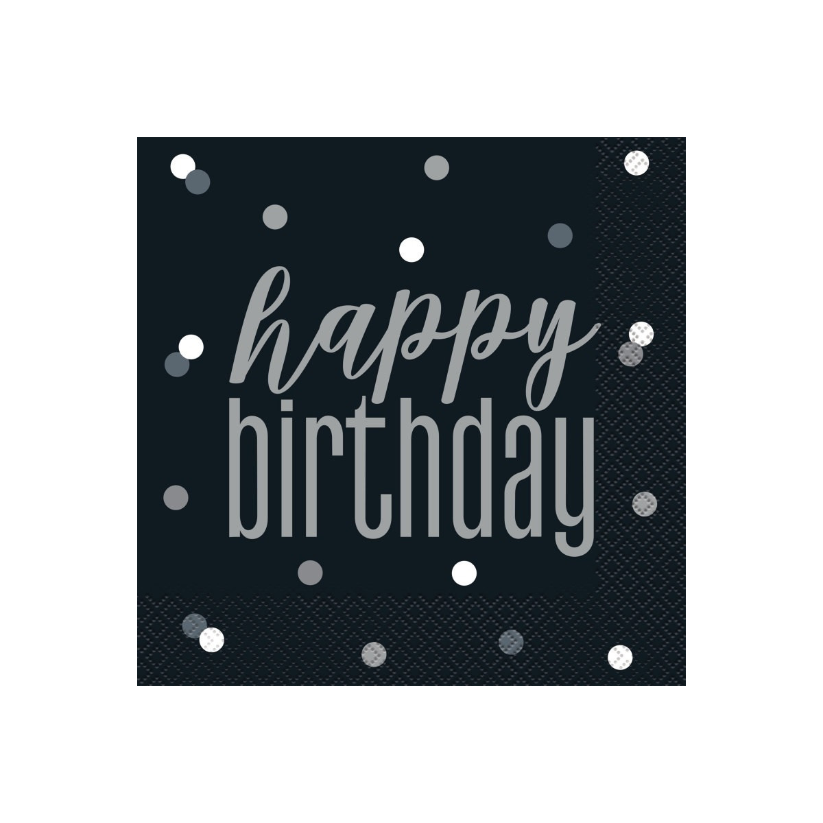 Black Glitz Happy Birthday Napkins