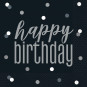 Black Glitz Happy Birthday Napkins