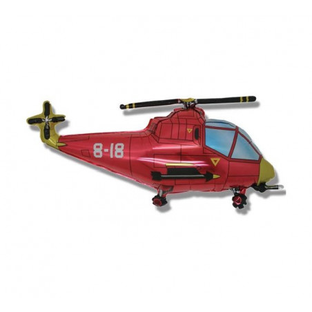 Red Helicopter Supershape Foil Balloon - Inflated