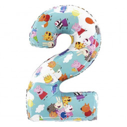 Peppa Pig Supershape Number 2 Foil Balloon - Inflated