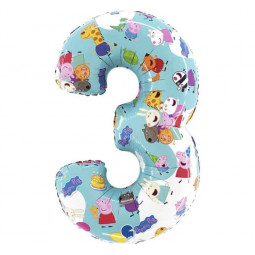 Peppa Pig Supershape Number 3 Foil Balloon - Inflated