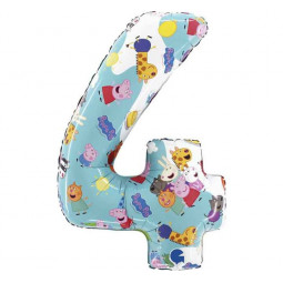 Peppa Pig Supershape Number 4 Foil Balloon - Inflated