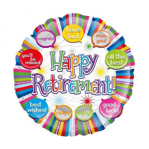 Happy Retirement Foil Balloon - Inflated Happy Retirement Foil Balloon - Inflated
