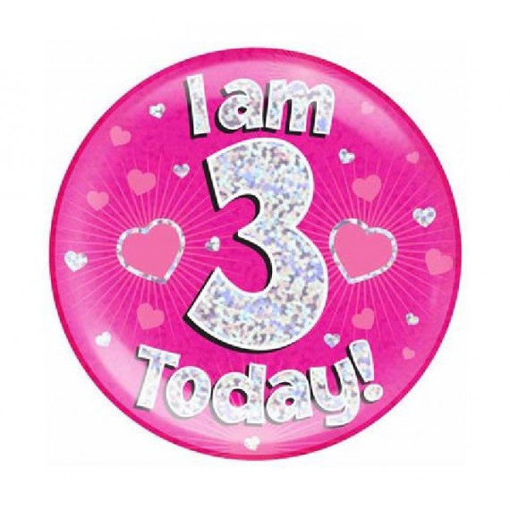 Pink Age 3 Jumbo Badge