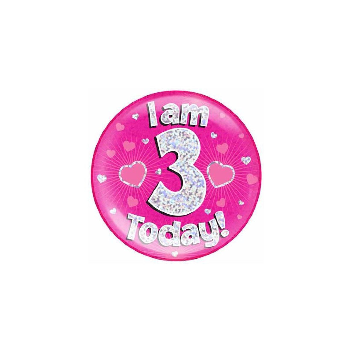 Pink Age 3 Jumbo Badge