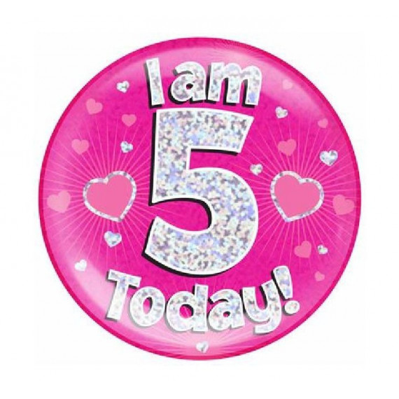 Pink Age 5 Jumbo Badge