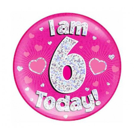 Pink Age 6 Jumbo Badge