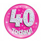 Pink Age 40 Jumbo Badge