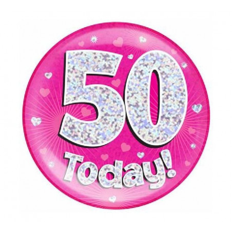 Pink Age 50 Jumbo Badge