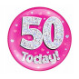 Pink Age 50 Jumbo Badge
