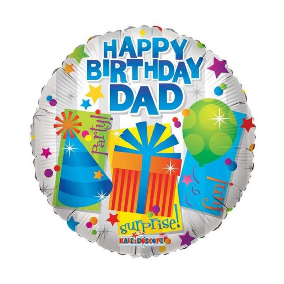 Happy Birthday Dad Round Foil Balloon - Inflated