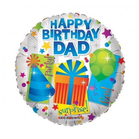 Happy Birthday Dad Round Foil Balloon - Inflated