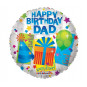 Happy Birthday Dad Round Foil Balloon - Inflated