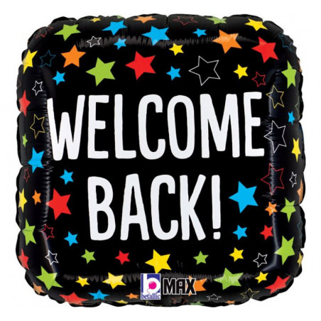 Welcome Back Square Foil Balloon - Inflated