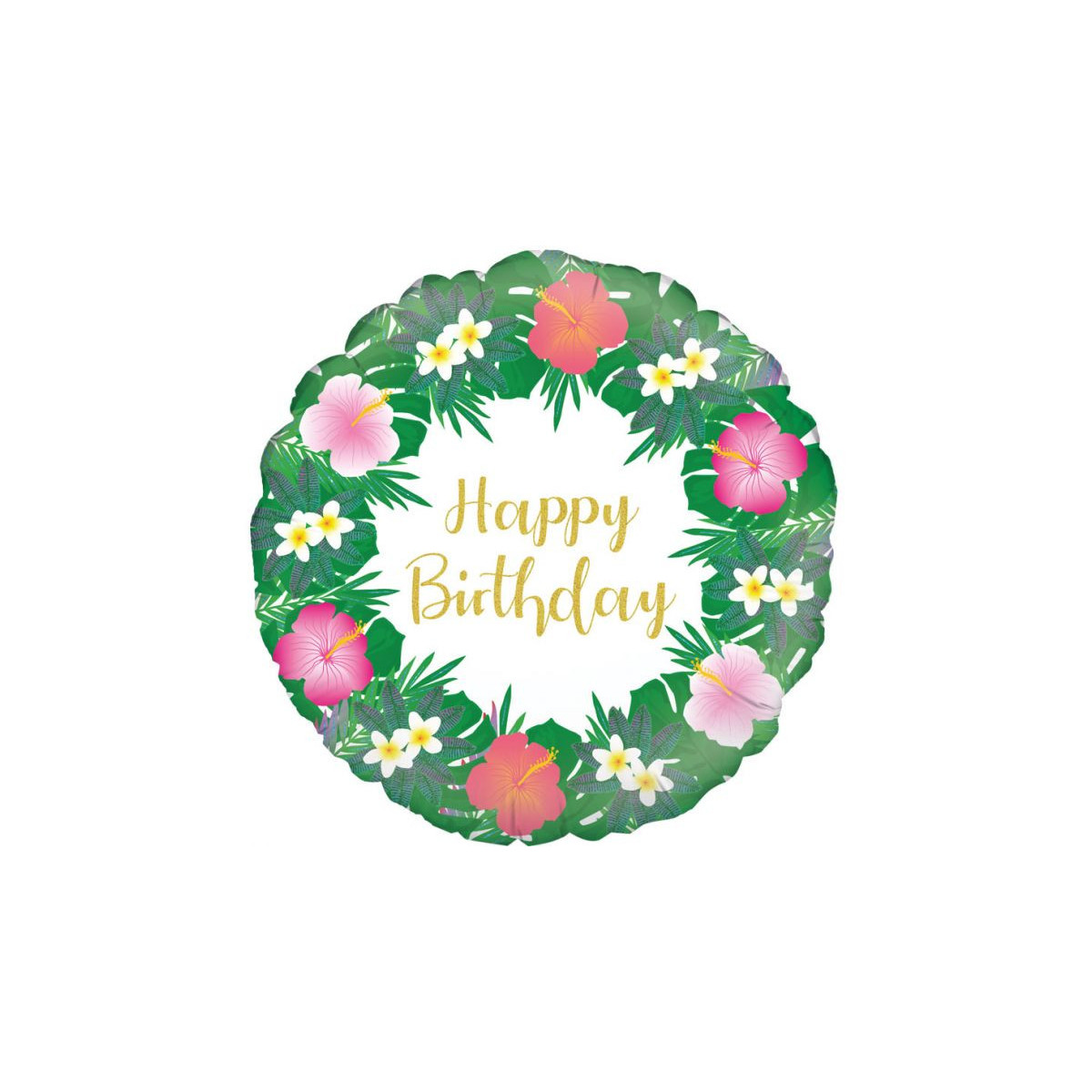 Hawaiian Happy Birthday Foil Balloon - Inflated