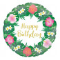Hawaiian Happy Birthday Foil Balloon - Inflated