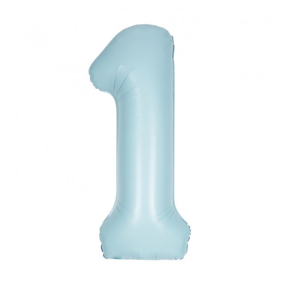 Pastel Blue Giant Number Supershape Foil Balloons - Numbers 0 - 9 - Inflated