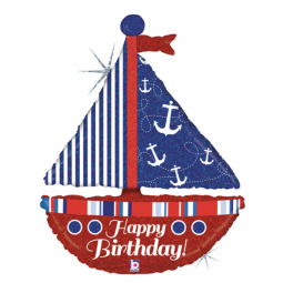 Birthday Boat Supershape Foil Balloon - Inflated