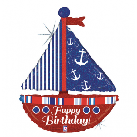 Birthday Boat Supershape Foil Balloon - Inflated